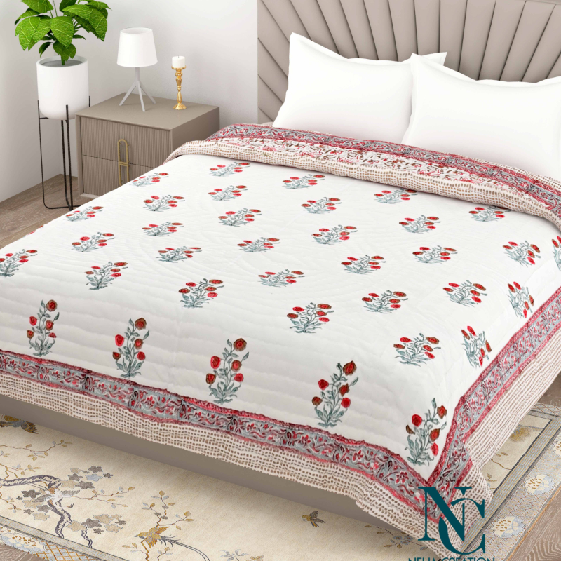 Handcrafted Cotton Quilt – Floral Reversible Comforter-https://i-media.vyaparify.com/vcards/products/300475/product_1753598368_6885c9a0793b9.jpeg Image