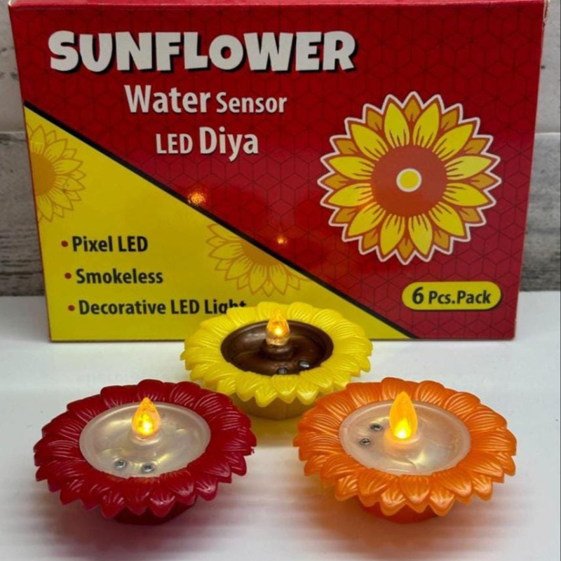 Sunflower water sensor Diya 6pc-https://i-media.vyaparify.com/vcards/products/301555/product_1755067054_689c32aecbd25.jpeg Image