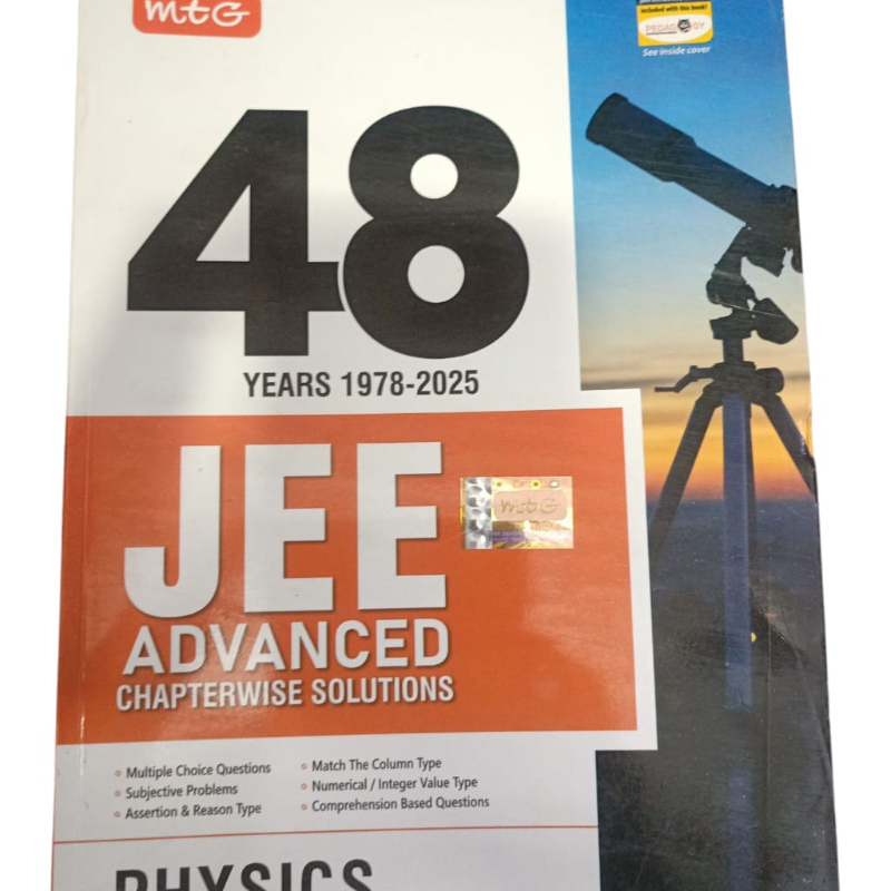 MTG 48 YEARS 1978-2025  JEE-  ADVANCED CHAPTERWISE SOLUTIONS  Multiple Choice Questions  Subjective Problems  Assertion & Reason Type  Match The Column Type  Numerical/Integer Value Type  Comprehension Based Questions  PHYSICS-https://i-media.vyaparify.com/vcards/products/302296/product_1756257086_68ae5b3e17b69.jpeg Image