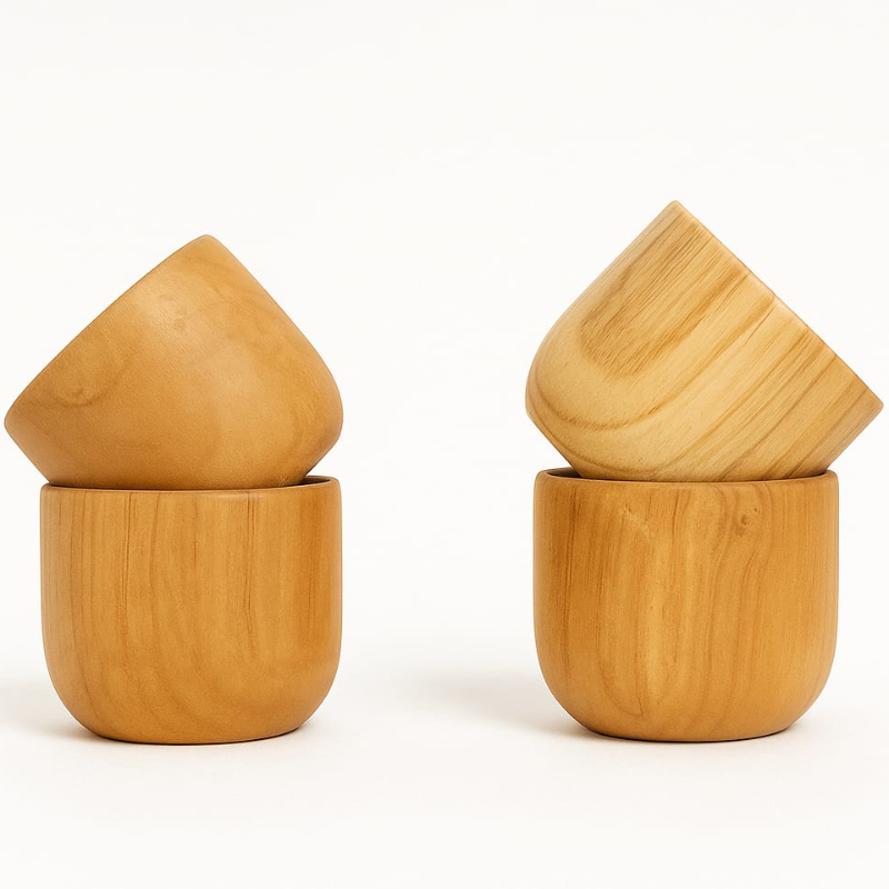 2.5 INCH Teak Wood Engraved Japanese Tea Cup
