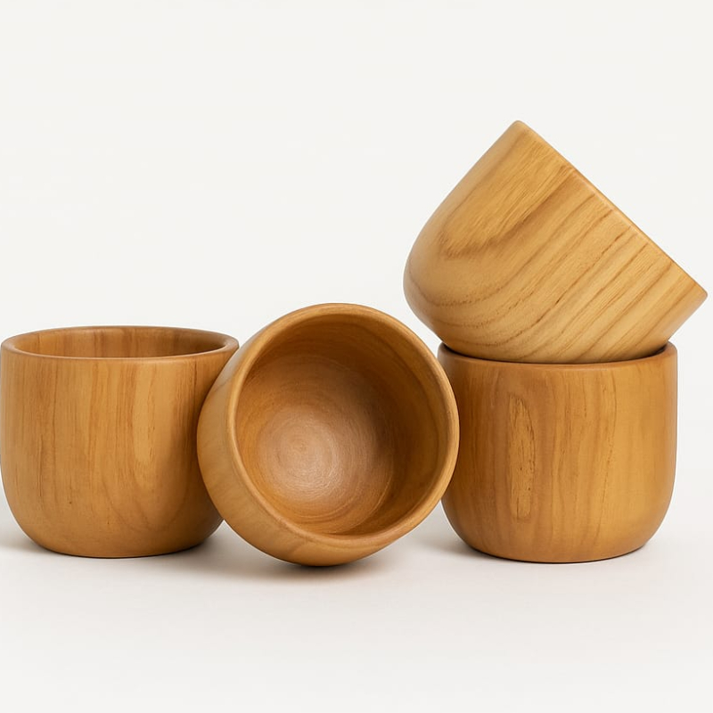 2.5 INCH Teak Wood Engraved Japanese Tea Cup