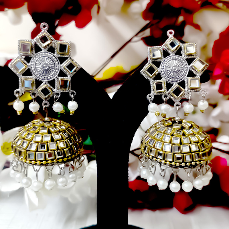 OXIDISED JHUMKI WITH WHITE PEARL AND MIRROR-https://i-media.vyaparify.com/vcards/products/303014/product_1757668540_68c3e4bc4daf0.jpeg Image
