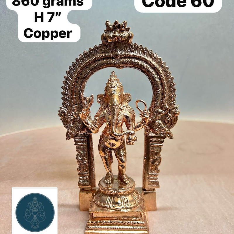Chola style Standing ganesha with prabhavali - made of copper-https://i-media.vyaparify.com/vcards/products/303206/product_1758009952_68c91a608238c.jpeg Image