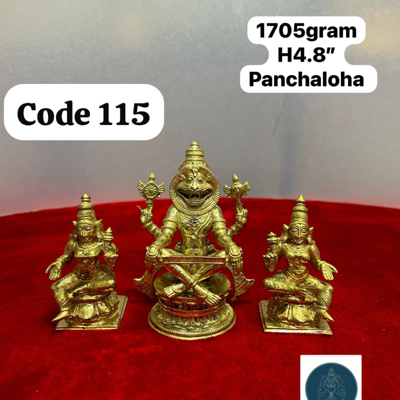Yoga Narasimha with sridevi bhudevi - made of panchaloha-https://i-media.vyaparify.com/vcards/products/303479/product_1758094811_68ca65dba2ef8.jpeg Image