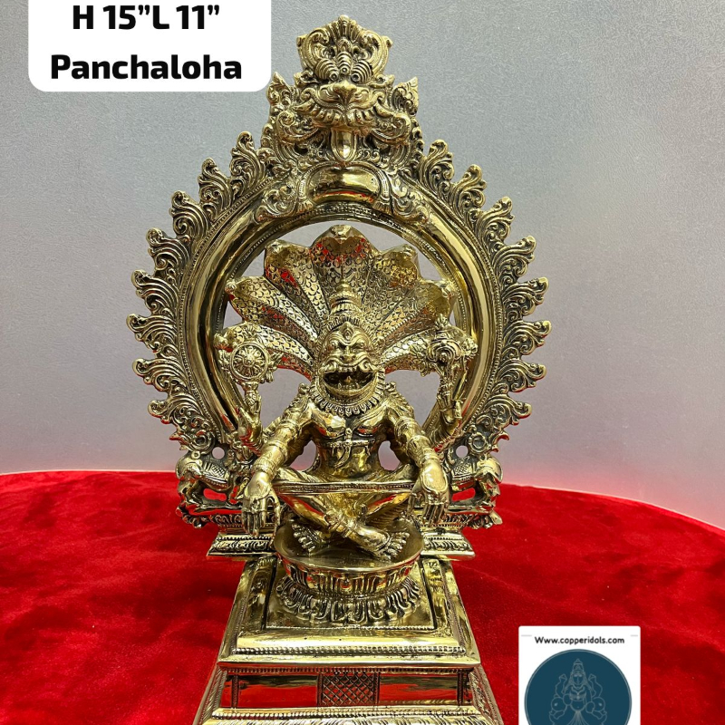 Yoga Narasimha with peeta prabhavali - made of panchaloha-https://i-media.vyaparify.com/vcards/products/303498/product_1758097442_68ca70220e751.jpeg Image