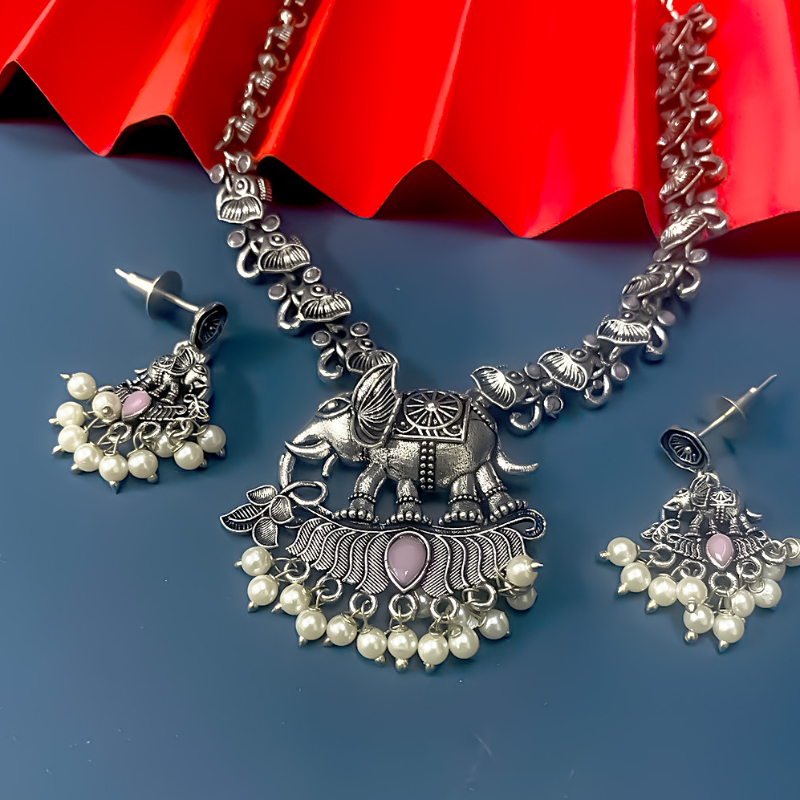 OXIDISED JEWELLERY SET WITH ELEPHANT DESIGN-https://i-media.vyaparify.com/vcards/products/303511/product_1758100224_68ca7b0089ca2.jpeg Image