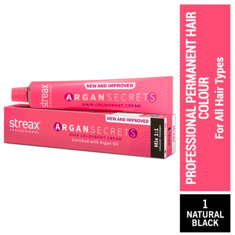 Streax Professional Hair Cream Color 1 Natural Black