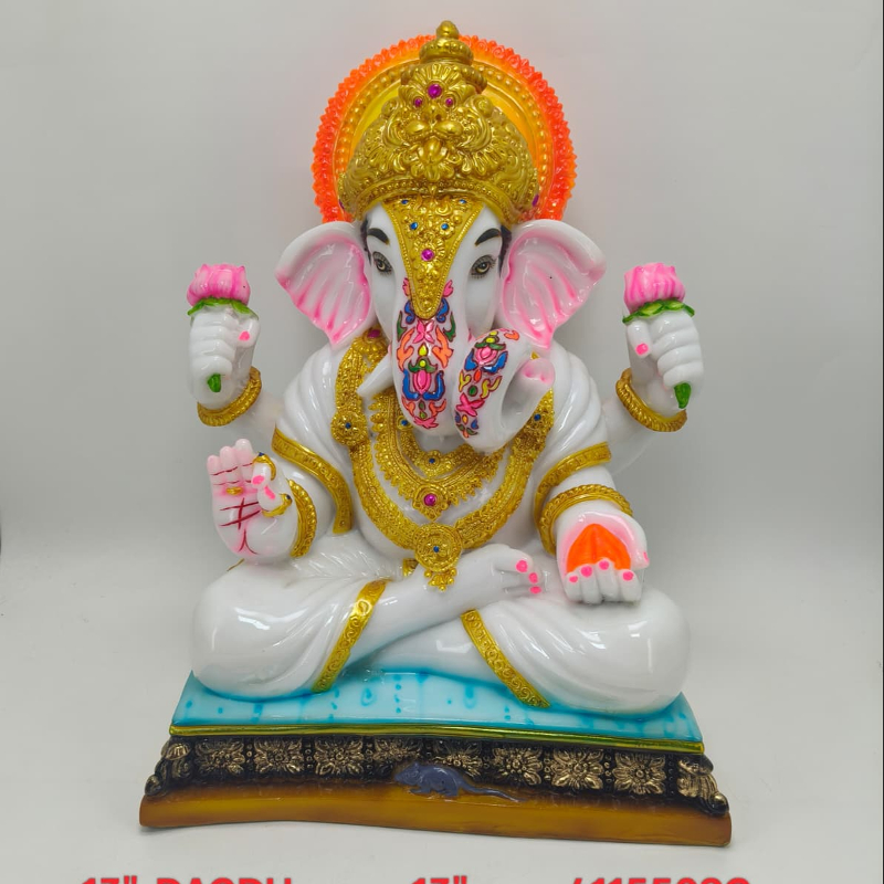 DAGDU SHET GANPATI IDEOL IN WHITE MARBLE FINISHED-https://i-media.vyaparify.com/vcards/products/305794/product_1764054124_6925546c04fca.jpeg Image