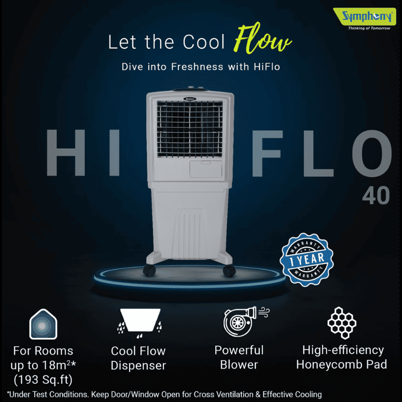 Symphony HiFLO 40 Litres Room Air Cooler with i-Pure Technology (Cool Flow Dispenser, Light Grey-https://i-media.vyaparify.com/vcards/products/305839/product_1764216318_6927cdfe74c87.jpeg Image