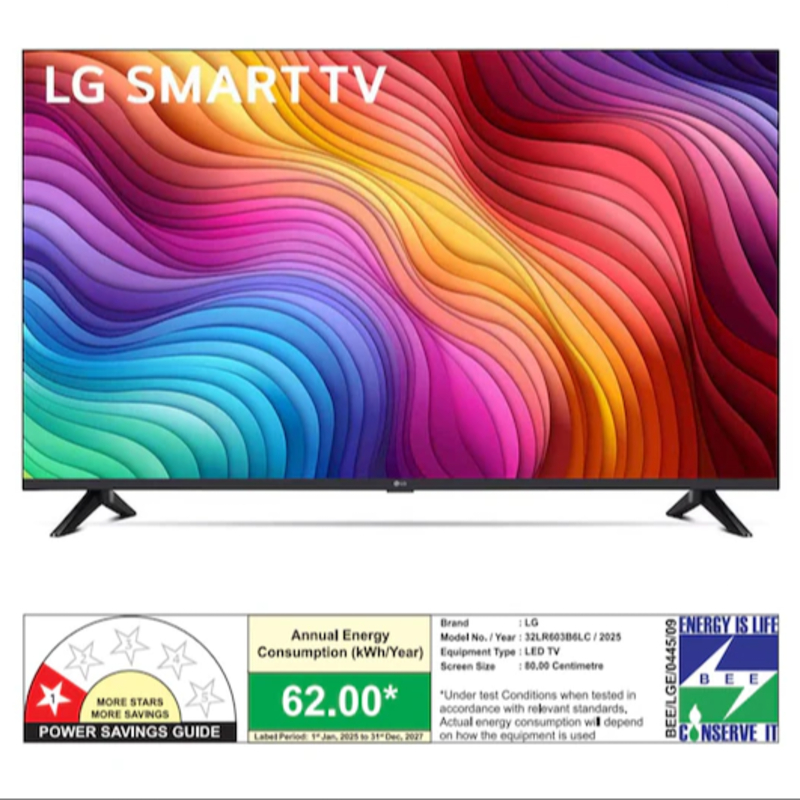 LG 80cm (32) Smart HD TV (LR603), α5 AI Processor Gen6, HDR10, Game Optimizer, CinemaScreen-https://i-media.vyaparify.com/vcards/products/305881/product_1764289582_6928ec2e4d375.jpeg Image