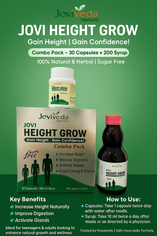  HEIGHT GROW COMBO PACK- 30 CAPSULES + 200ML SYRUP AMAN LIFE CARE AYURVEDA Plot No. 11/f/1, Road No. 8,9 Near Market, Baiganwadi, Govandi, Mumbai - 400043