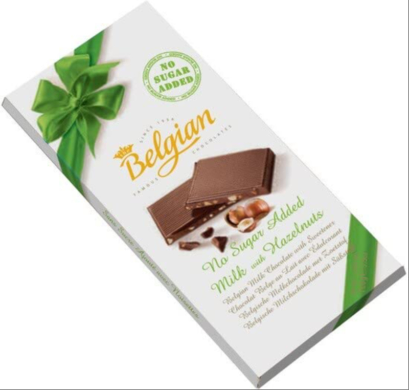 Belgian Milk Chocolate With Delicious Hazelnut Chocolate No Sugar Added 100 grams-https://i-media.vyaparify.com/vcards/products/306827/product_1767088869_6953a2e54390c.jpeg Image