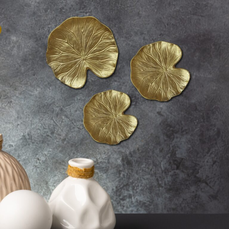 Gold 3 Piece Aluminium Wall Art