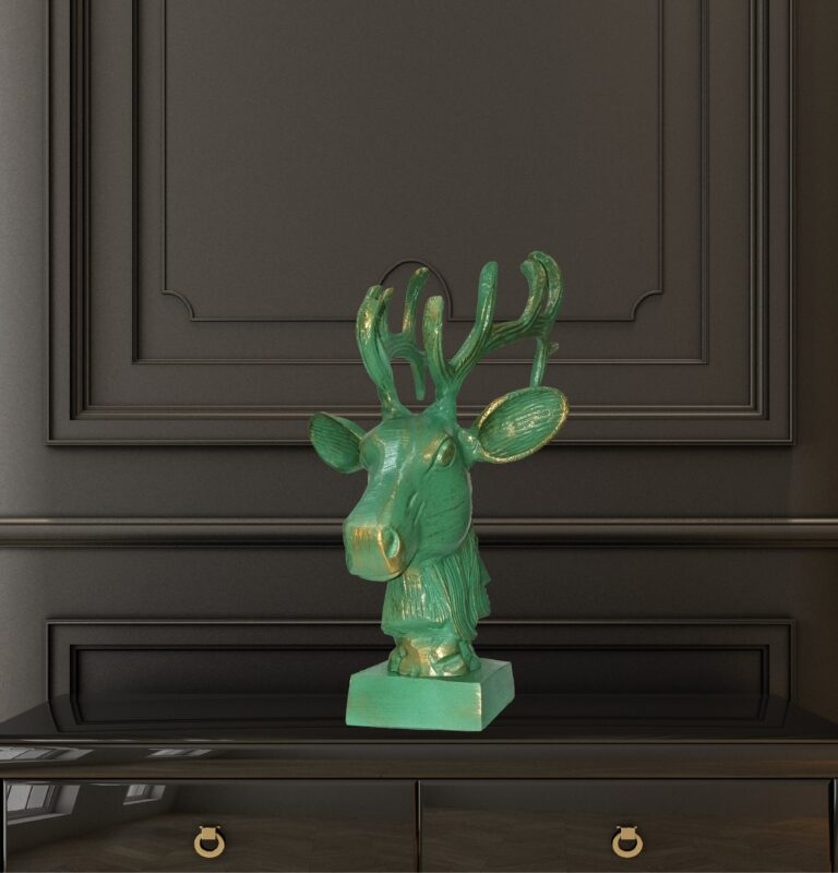 Regal Green Brass Antique Deer Bust