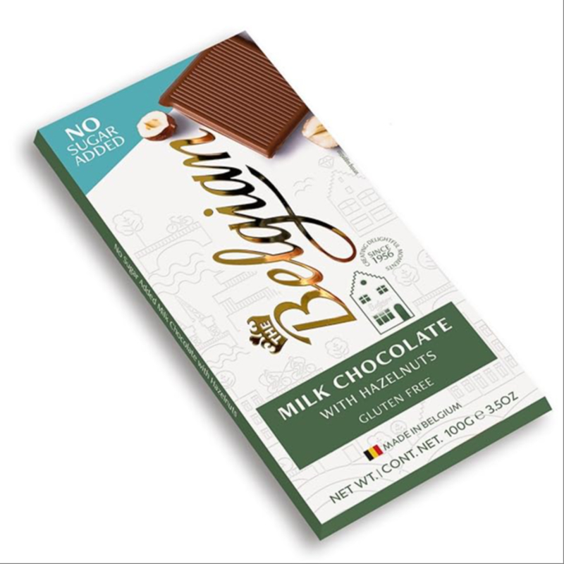 Belgian Milk Chocolate With Delicious Hazelnut Chocolate No Sugar Added 100 grams (Belgian)-https://i-media.vyaparify.com/vcards/products/307661/product_1768560057_696a15b9a9d9e.jpeg Image