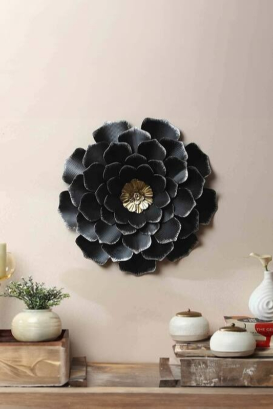 Black Alloy Metal Floral Shape Wall Art