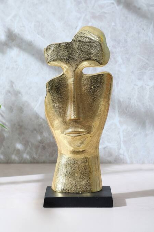 Gold Aluminium Face Sculpture