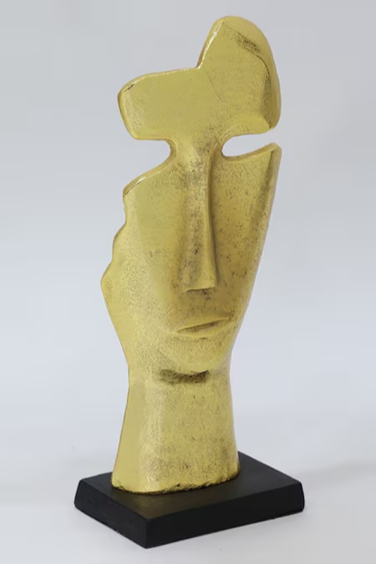 Gold Aluminium Face Sculpture