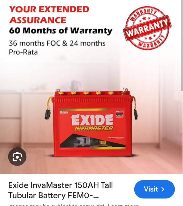 Exide imtt 1500 Shree Vinayak Battery Inverter Sales & Servies 8-9, DB S-3 SCHEME NO. 78, INDORE, Madhya Pradesh, 452010
