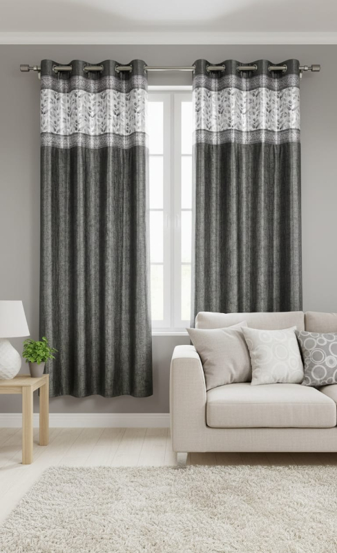 Digital Print Curtain - Dark Grey (Pack of 1) HARI CREATION Umarwada, Surat