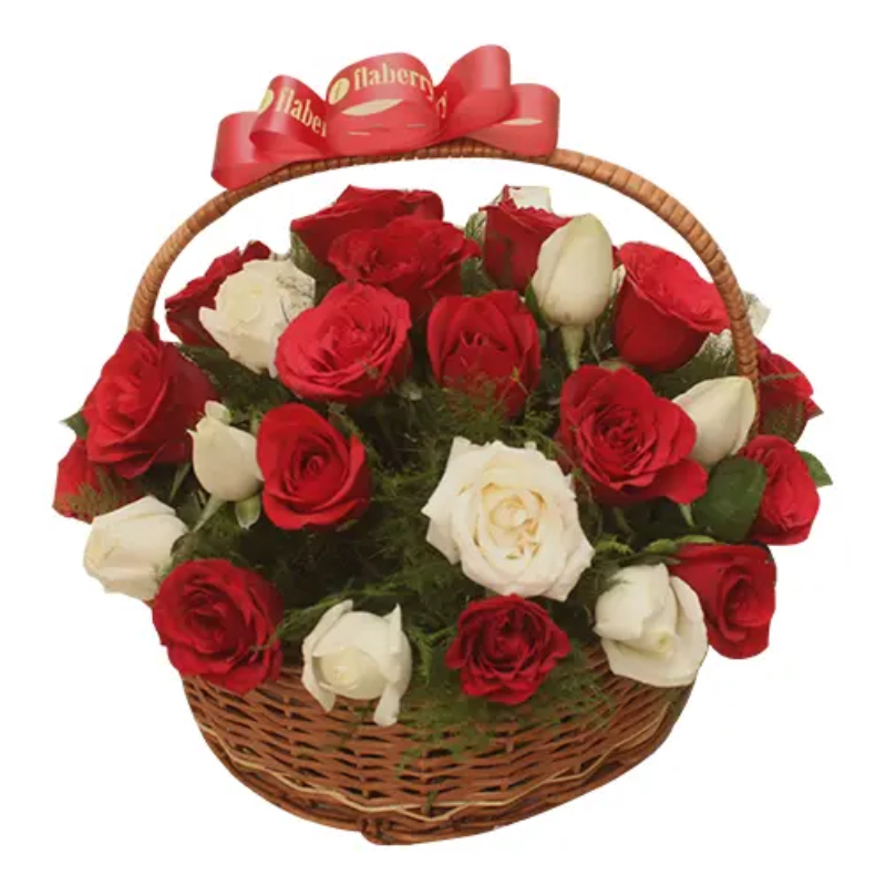 10 White and 10 Red Roses in the Basket GRT Flower And Decorator COLLEGE MAIN ROAD, Siddaveerappa Badavane, BIET, Davanagere, Karnataka 577004, India
