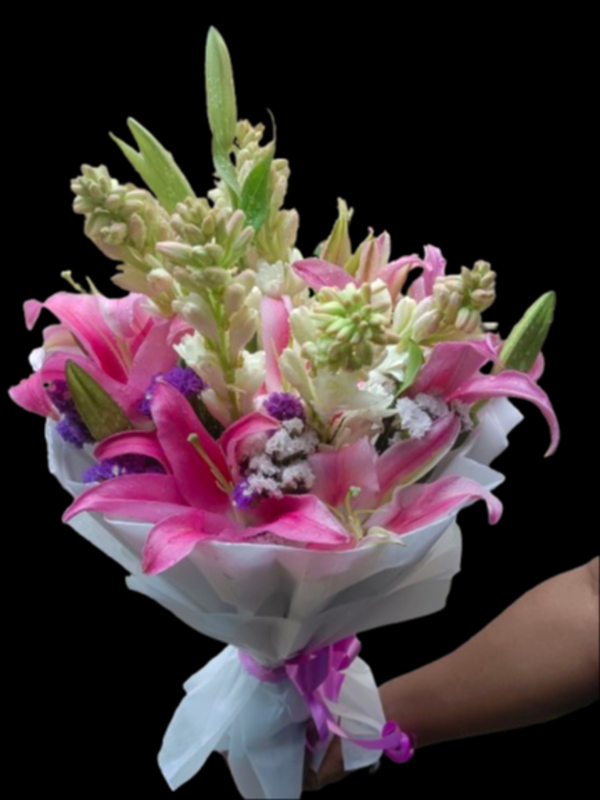  Lilies and tube roses bouquet Flori 7 Kanchan Pushpa Complex, Ghod Bunder Road, Kavesar, Thane West Mumbai, Maharashtra, India 400617