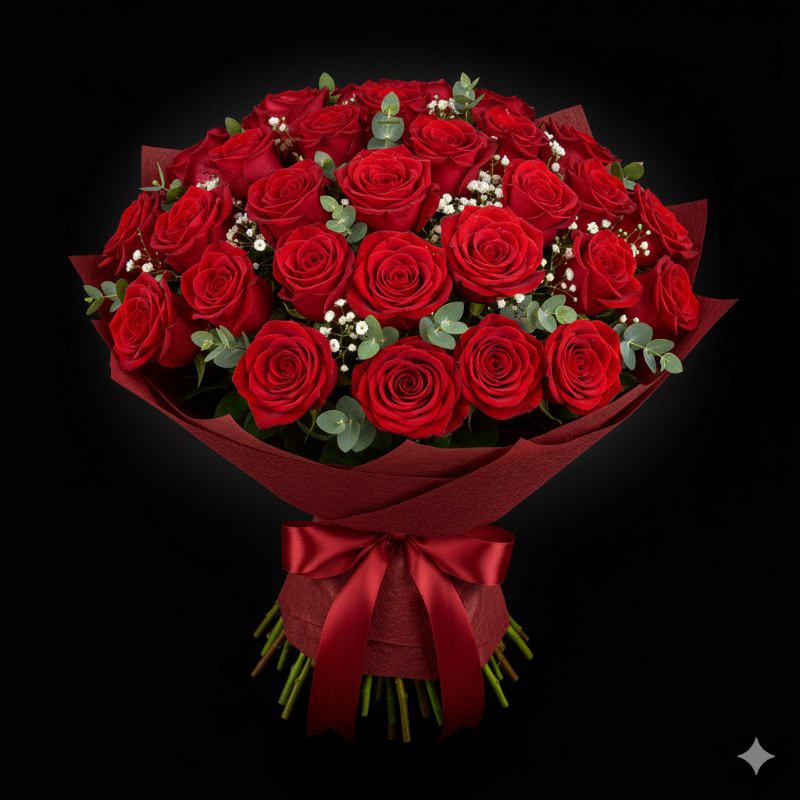  50 Red roses bouquet red paper Flori 7 Kanchan Pushpa Complex, Ghod Bunder Road, Kavesar, Thane West Mumbai, Maharashtra, India 400617