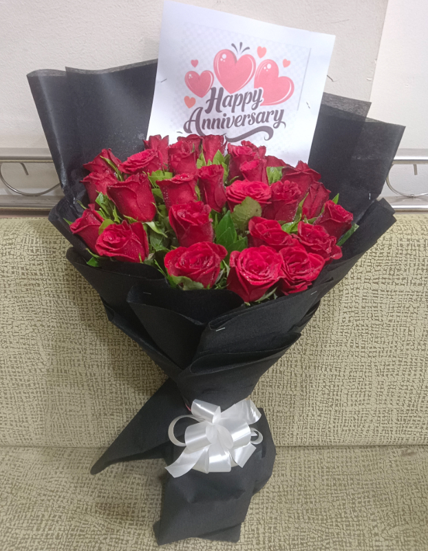  30 Red roses bouquet red paper Flori 7 Kanchan Pushpa Complex, Ghod Bunder Road, Kavesar, Thane West Mumbai, Maharashtra, India 400617