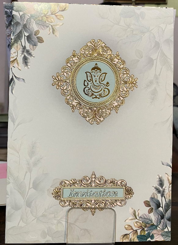 Vighnaharta Gold frame wedding card ( paper item) DHANALAKSHMI WEDDING CARD CENTRE Gowliguda, Hyderabad