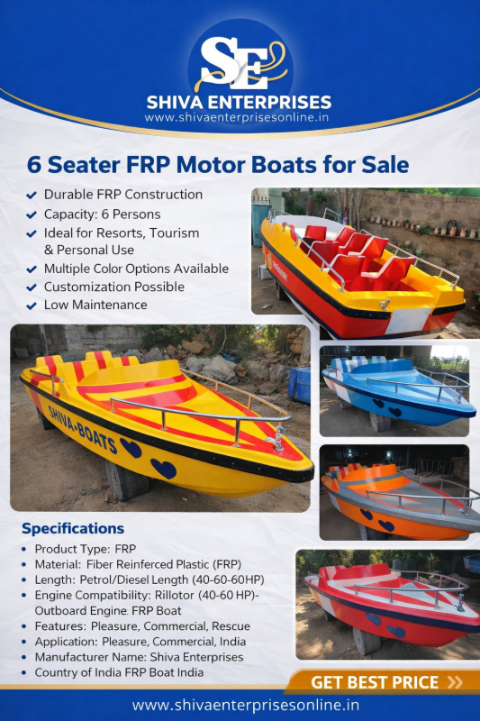 FRP 6 Passenger Motor Boat Hull Without Motor for Lake, Resort & Commercial Operations in Mumbai SHIVA ENTERPRISES Laxmi Classic Building, Laxmi Park, Mira Bhayandar Road, Mira Road East