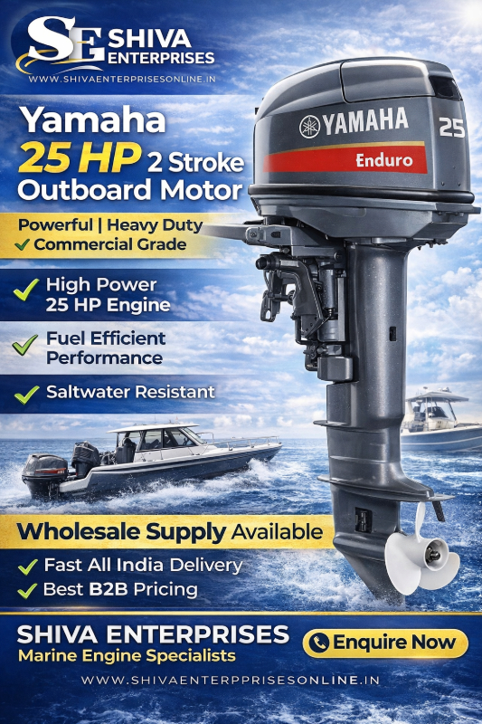 Yamaha 25 HP Petrol Outboard Boat Engine 2 Stroke for Inflatable & Fiber Boats in Mumbai SHIVA ENTERPRISES Laxmi Classic Building, Laxmi Park, Mira Bhayandar Road, Mira Road East