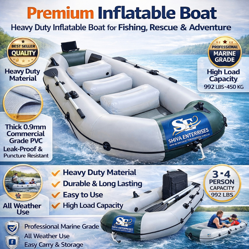 Inflatable Boat For Fishing & Water Sports, 3 To 4 Person PVC Inflatable Raft With Oars in Mumbai SHIVA ENTERPRISES Laxmi Classic Building, Laxmi Park, Mira Bhayandar Road, Mira Road East