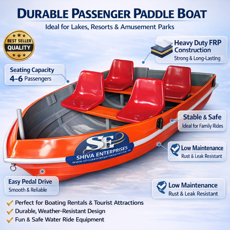 4 chair Seating FRP passenger rowing Boat for Resorts & Lakes Heavy Duty Recreational Water Ride in Mumbai SHIVA ENTERPRISES Laxmi Classic Building, Laxmi Park, Mira Bhayandar Road, Mira Road East