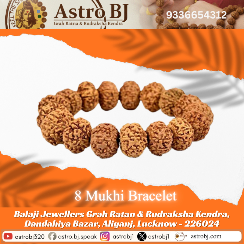  AstroBJ 8 Mukhi Rudraksha Bracelet "Siddh & Energised" A+++ Quality Astro BJ Lucknow, Uttar Pradesh 226024, India