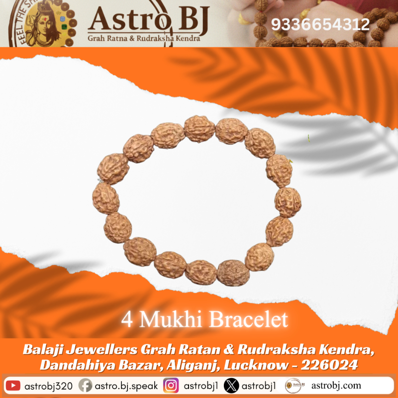  AstroBJ 4 Mukhi Rudraksha Bracelet "Siddh & Energised" A+++ Quality Astro BJ Lucknow, Uttar Pradesh 226024, India