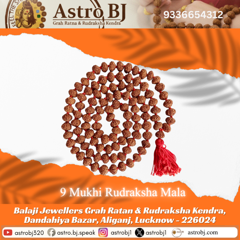  AstroBJ 9 Mukhi Rudraksha Mala "Siddh & Energised" A+++ Quality Astro BJ Lucknow, Uttar Pradesh 226024, India