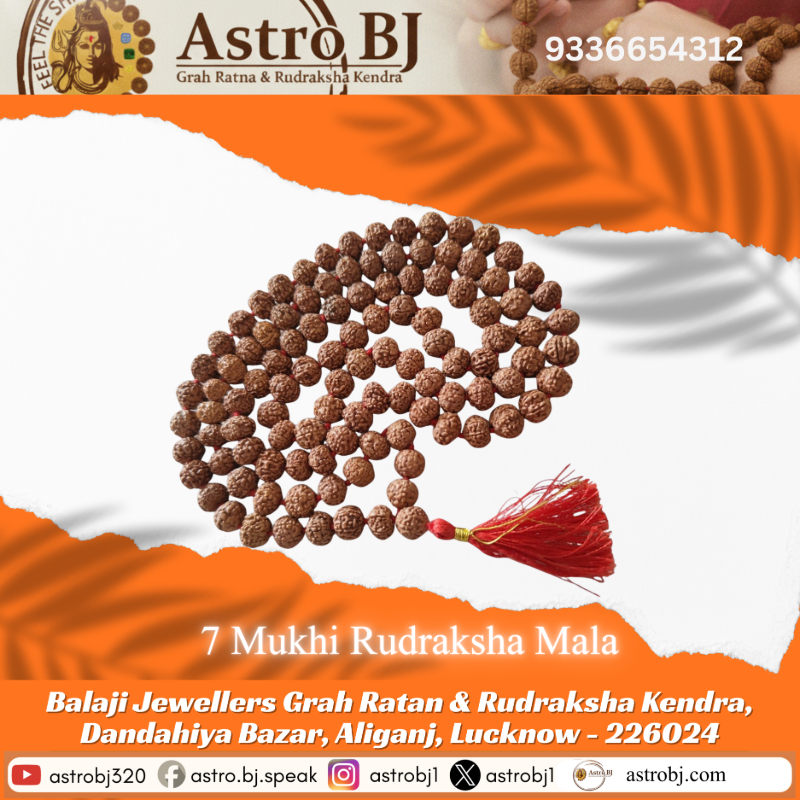  AstroBJ 7 Mukhi Rudraksha Mala "Siddh & Energised" A+++ Quality Astro BJ Lucknow, Uttar Pradesh 226024, India