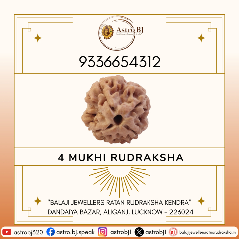  AstroBJ 4 Mukhi Rudraksha "Siddh & Energised" A+++ Quality Astro BJ Lucknow, Uttar Pradesh 226024, India