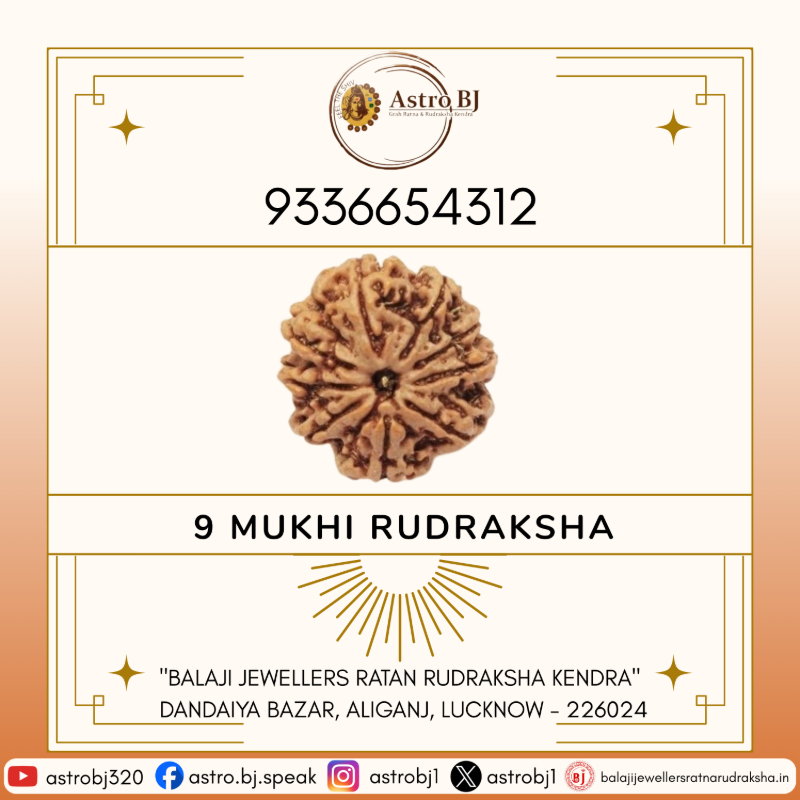  AstroBJ 9 Mukhi Rudraksha "Siddh & Energised" A+++ Quality Astro BJ Lucknow, Uttar Pradesh 226024, India