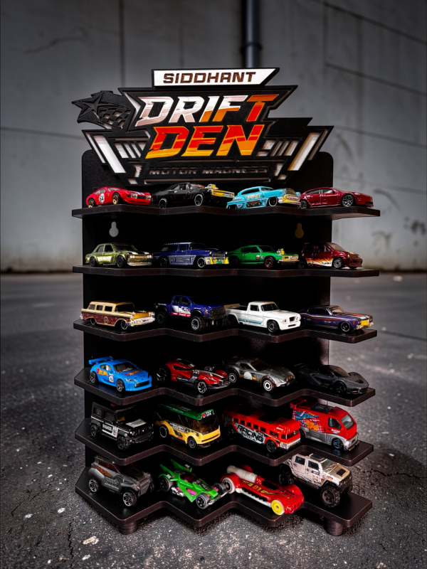 Hotwheels Garage Wooden Display Shelf for 24 Cars | Hot Wheels & Diecast Wall Mount Rack with Custom