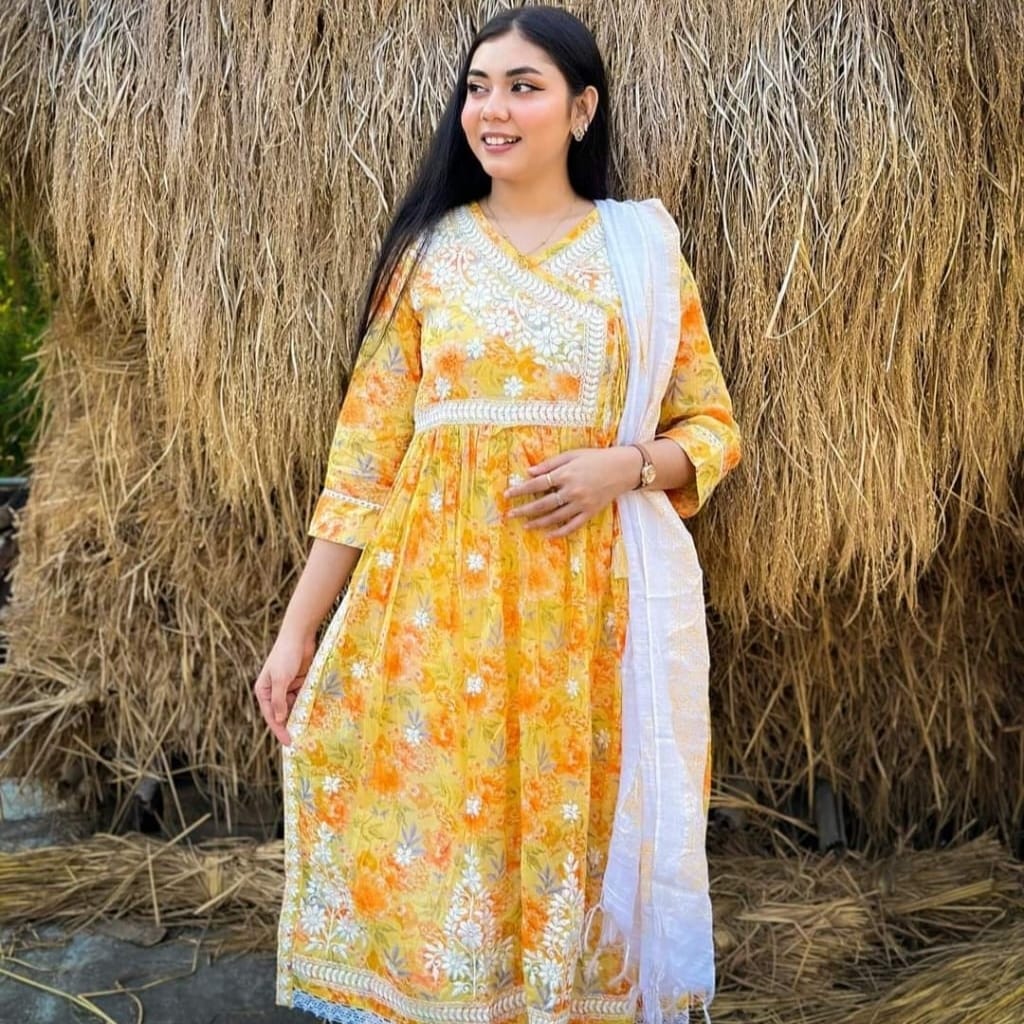 Chikankari Angrakhra &amp; Nyra suit | PRIYA GARG | G-32, Ashirwad Complex KANADIA Road, Indore.