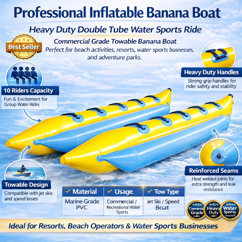 Heavy Duty 10 Seater Inflatable Banana Boat for Water Sports | Commercial Towable Water Ride for Beach Resorts, Adventure Parks & Rental Businesses in Mumbai SHIVA ENTERPRISES Laxmi Classic Building, Laxmi Park, Mira Bhayandar Road, Mira Road East