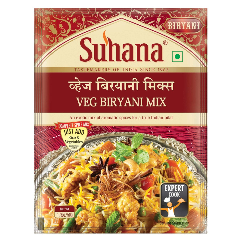  SUHANA VEG BIRYANI MIX 50G NXTGEN SUPERMARKET SHOP NO 5A ZEONBUILDING BHAKTI PARKWADALA EAST MUMBAI