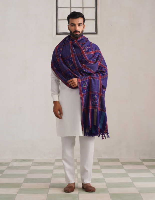 Kashmir Box Kani Pashmina Modern Design Mens Shawl SALUJA INTERNATIONAL 1ST FLOOR, B-8-460, Mochpura Bazar, Naya Mohalla, Ludhiana, Punjab 141008, India