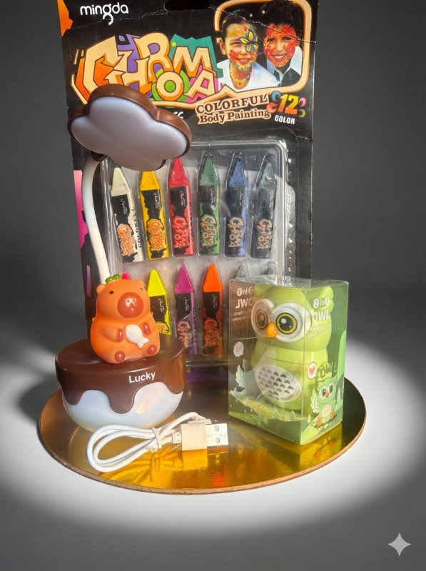 Hamper of face paint, Lamp and a Shapner n Eraser Combo Online Gift Store In Electronic City, Bangalore - The Present Place B606, Aratt Milano Apartment, Nirmala Vidyalaya Road, Gattahalli, Bangalore