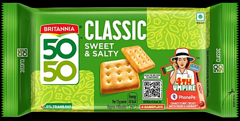  BRITANNIA 5050 CLASSIC SWEET & SALTY NXTGEN SUPERMARKET SHOP NO 5A ZEONBUILDING BHAKTI PARKWADALA EAST MUMBAI