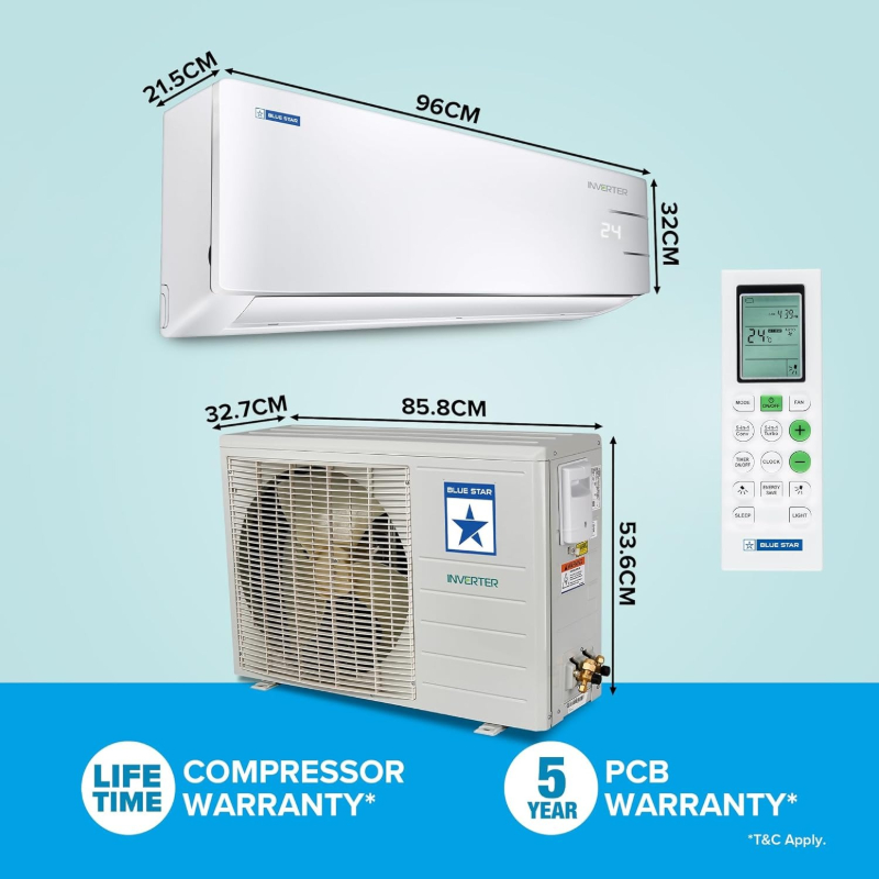 Blue Star 1.5 Ton 3 Star, Wi-Fi Smart Inverter Split AC Tannu Computer And Mobiles Kishan Chowk Bharar Rode Jamgaon R