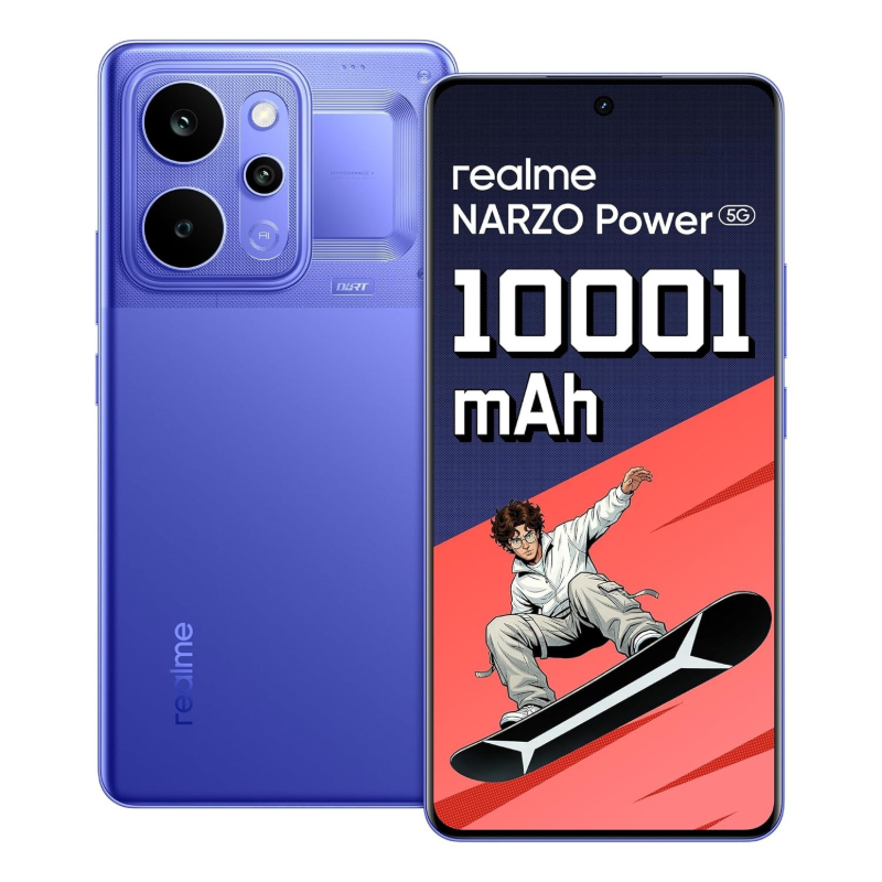 ealme NARZO Power 5G (Titan Blue,8GB+128GB) 10001 mha big battry phone Tannu Computer And Mobiles Kishan Chowk Bharar Rode Jamgaon R