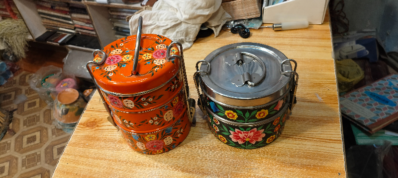 Lunch box hand painted enamel SONU HANDICRAFT - Handmade Home Decor & Handicraft Store Canacona, Goa 403702, India