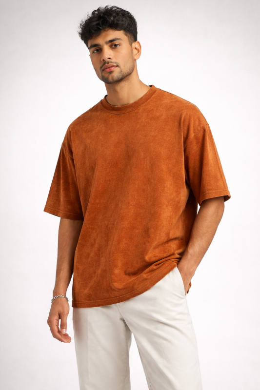  Testros Drop Shoulder Oversized T-Shirt – Acid Wash – 240 GSM – Rust TESTROS Clothing Bengaluru, Karnataka 560040, India